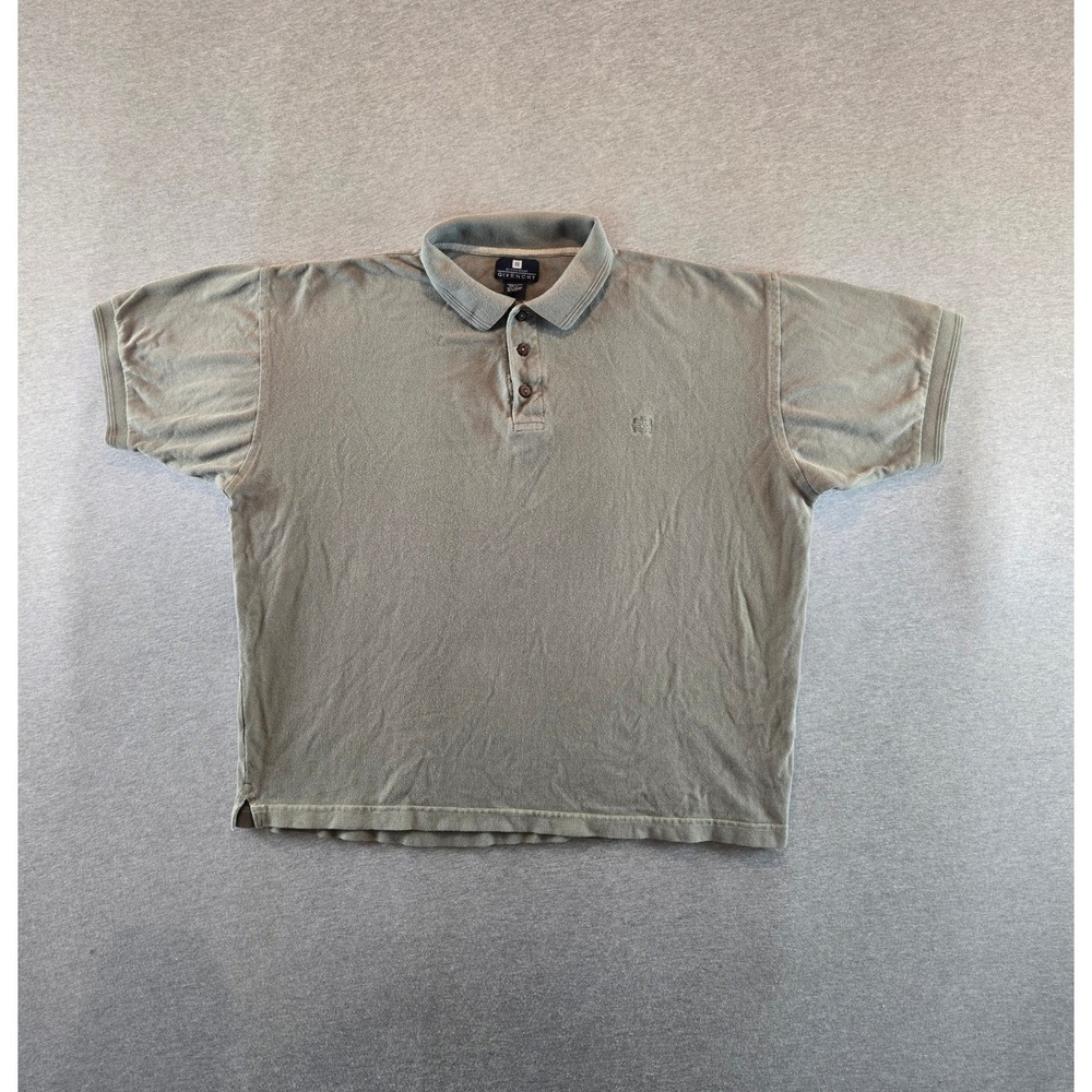 Givenchy Polo Shirt Mens L Beige Vintage 90s Activewear Cotton Boxy Pique Preppy